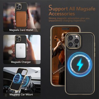 Foto 3 | Foto 3 | Funda De Teléfono Lohasic Para Iphone 16 Pro De Piel Negra Y Dorada - Venta Internacional.