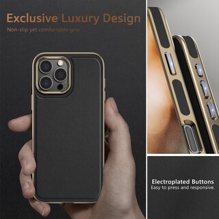 Foto 5 | Foto 5 | Funda De Teléfono Lohasic Para Iphone 16 Pro De Piel Negra Y Dorada - Venta Internacional.