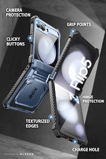 Foto 7 | Foto 7 | Funda De Teléfono I-blason Armorbox Con Soporte Para Samsung Galaxy Z Flip 5, Color Azul - Venta Internacional.