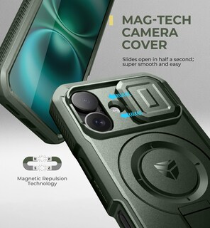 Foto 4 | Foto 4 | Funda Dexnor Para Iphone 16 Con Cámara Deslizante, Color Verde Militar - Venta Internacional.