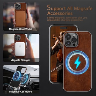 Foto 3 | Foto 3 | Funda De Piel Lohasic Diseñada Para Iphone 16 Pro, Color Marrón Oscuro - Venta Internacional.