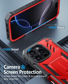 Foto 6 | Foto 6 | Funda De Teléfono Fntcase Para Iphone 16 Pro-max De 6.9 Pulgadas Con Soporte Rojo - Venta Internacional.