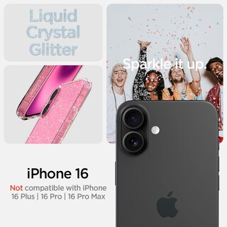 Foto 2 | Foto 2 | Funda Spigen Para Iphone 16, Cristal Líquido, Purpurina, Cuarzo Rosa - Venta Internacional.