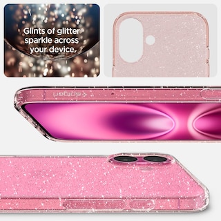 Foto 3 | Foto 3 | Funda Spigen Para Iphone 16, Cristal Líquido, Purpurina, Cuarzo Rosa - Venta Internacional.