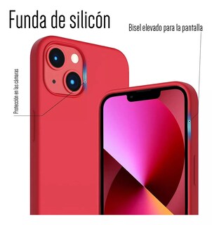 Foto 3 | Foto 3 | Funda Para Iphone 14 Silicon Interior Afelpado Antigolpes Suave Rojo