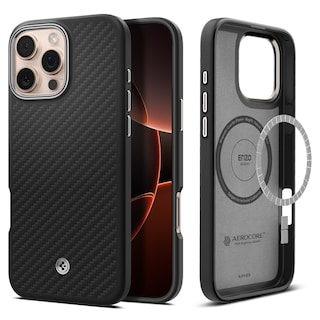 Foto 1 | Foto 1 | Funda Spigen Enzo Aramid Para Iphone 16 Pro Max Negra Y Plateada - Venta Internacional.