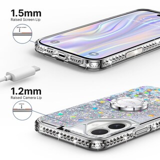 Foto 7 | Foto 7 | Funda Con Tapa Plateada Para Iphone 16 Plus, Con Forma De Líquido En Movimiento, Holográfica - Venta Internacional.
