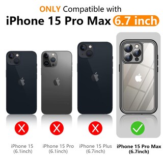 Foto 2 | Foto 2 | Funda Impermeable Temdan Para Iphone 15 Pro Max, Color Negro Y Transparente - Venta Internacional.