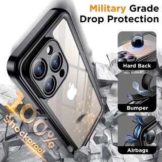 Foto 3 | Foto 3 | Funda Impermeable Temdan Para Iphone 15 Pro Max, Color Negro Y Transparente - Venta Internacional.