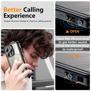 Foto 6 | Foto 6 | Funda Impermeable Temdan Para Iphone 15 Pro Max, Color Negro Y Transparente - Venta Internacional.