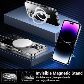 Foto 3 | Foto 3 | Funda De Teléfono Temdan Con Soporte Magnético Para Iphone 15 Pro, Transparente - Venta Internacional.