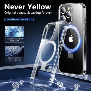 Foto 5 | Foto 5 | Funda De Teléfono Temdan Con Soporte Magnético Para Iphone 15 Pro, Transparente - Venta Internacional.