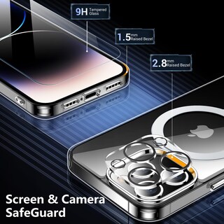 Foto 6 | Foto 6 | Funda De Teléfono Temdan Con Soporte Magnético Para Iphone 15 Pro, Transparente - Venta Internacional.