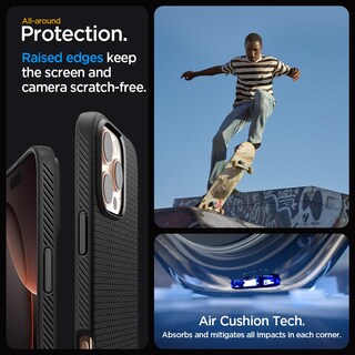 Foto 6 | Foto 6 | Funda Spigen Liquid Air Para Iphone 16 Pro, Color Negro Mate - Venta Internacional.