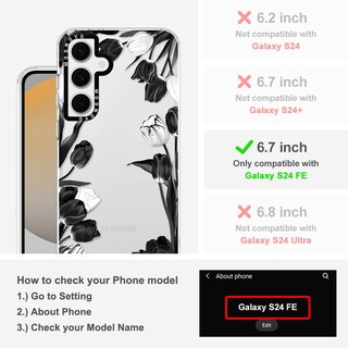 Foto 2 | Foto 2 | Funda De Teléfono Mosnovo Para Samsung Galaxy S24 Fe Black White Tulipanes - Venta Internacional.