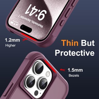 Foto 6 | Foto 6 | Funda De Teléfono Sky-lmw Compatible Con Iphone 15 Pro, Color Rojo Vino - Venta Internacional.