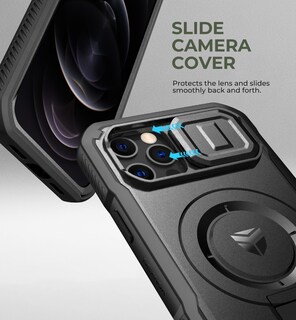 Foto 5 | Foto 5 | Funda Dexnor Para Iphone 12 Y Iphone 12 Pro Con Soporte, Color Negro - Venta Internacional.