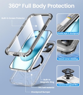 Foto 6 | Foto 6 | Funda De Teléfono Temdan Magnética Impermeable Para Iphone 15 De 6.1 Pulgadas - Venta Internacional.
