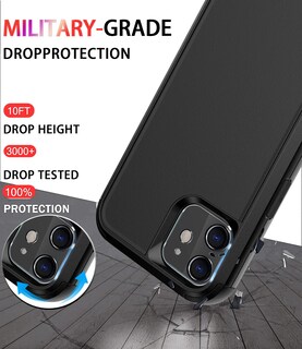 Foto 3 | Foto 3 | Funda De Teléfono Diverbox Para Iphone 12 Con Protector De Pantalla, Color Negro - Venta Internacional.