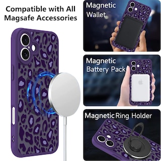 Foto 2 | Foto 2 | Funda Kanghar Para Iphone 16 Plus Con Estampado De Leopardo Morado Magsafe - Venta Internacional.