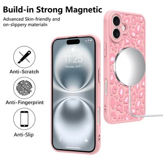 Foto 5 | Foto 5 | Funda Kanghar Para Iphone 16 Con Estampado De Leopardo Rosa 6.1 Y Magsafe - Venta Internacional.