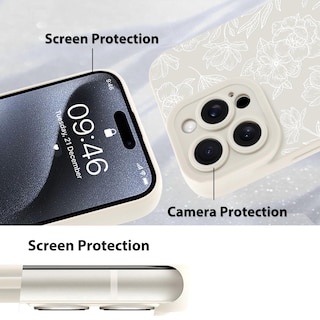 Foto 4 | Foto 4 | Funda De Teléfono Mzelq Para Iphone 15 Pro De Silicona Con Estampado Floral Blanco - Venta Internacional.