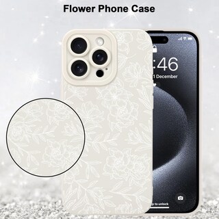 Foto 5 | Foto 5 | Funda De Teléfono Mzelq Para Iphone 15 Pro De Silicona Con Estampado Floral Blanco - Venta Internacional.