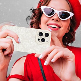 Foto 6 | Foto 6 | Funda De Teléfono Mzelq Para Iphone 15 Pro De Silicona Con Estampado Floral Blanco - Venta Internacional.