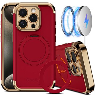Foto 1 | Foto 1 | Funda Coolqo Para Iphone 15 Pro Max Con Soporte Magnético, Color Rojo - Venta Internacional.