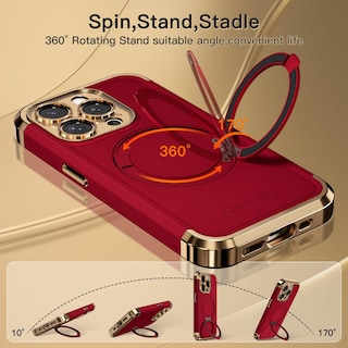 Foto 3 | Foto 3 | Funda Coolqo Para Iphone 15 Pro Max Con Soporte Magnético, Color Rojo - Venta Internacional.