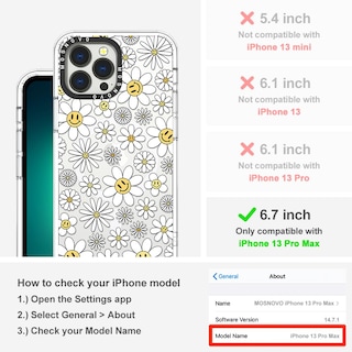 Foto 2 | Foto 2 | Funda De Teléfono Mosnovo Para Iphone 13 Pro Max Con Magsafe Happy Daisy - Venta Internacional.
