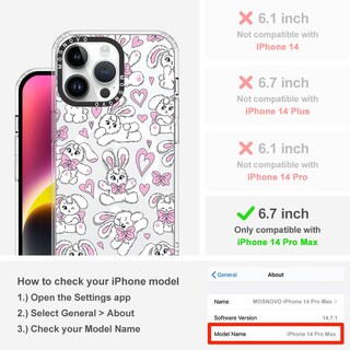 Foto 2 | Foto 2 | Funda De Teléfono Mosnovo Para Iphone 14 Pro Max, Diseño De Conejitos Transparentes - Venta Internacional.