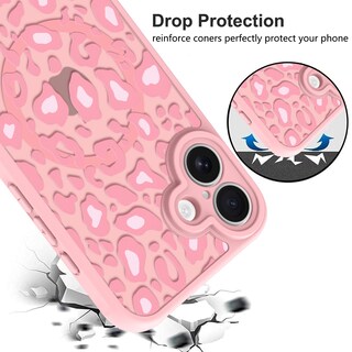 Foto 4 | Foto 4 | Funda Kanghar Para Iphone 16 Con Estampado De Leopardo Rosa 6.1 Y Magsafe - Venta Internacional.