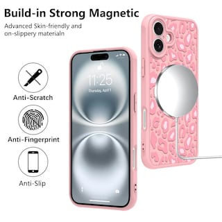 Foto 5 | Foto 5 | Funda Kanghar Para Iphone 16 Con Estampado De Leopardo Rosa 6.1 Y Magsafe - Venta Internacional.
