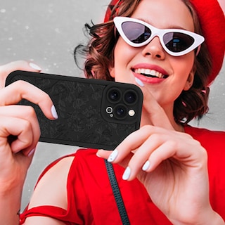Foto 6 | Foto 6 | Funda De Teléfono Mzelq Para Iphone 15 Pro Max De Silicona Con Estampado Floral Negro - Venta Internacional.
