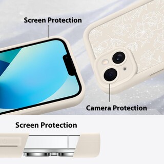 Foto 4 | Foto 4 | Funda De Teléfono Mzelq Para Iphone 13 De Silicona Con Estampado Floral Blanco - Venta Internacional.