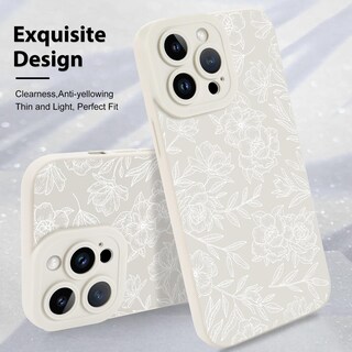 Foto 3 | Foto 3 | Funda De Teléfono Mzelq Para Iphone 14 Pro De Silicona Con Estampado Floral Blanco - Venta Internacional.