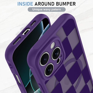 Foto 4 | Foto 4 | Funda De Teléfono Kanghar Para Iphone 16 Pro A Cuadros, Color Morado Mate - Venta Internacional.