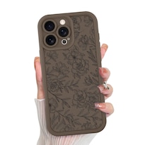 Funda De Teléfono Mzelq Para Iphone 16 Pro Max De Silicona Con Estampado Floral Marrón - Venta Internacional.