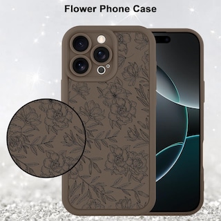 Foto 5 | Foto 5 | Funda De Teléfono Mzelq Para Iphone 16 Pro Max De Silicona Con Estampado Floral Marrón - Venta Internacional.