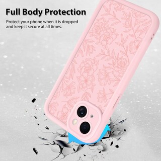 Foto 2 | Foto 2 | Funda De Teléfono Mzelq Para Iphone 15 De Silicona Con Flores Florales Rosas - Venta Internacional.