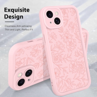 Foto 3 | Foto 3 | Funda De Teléfono Mzelq Para Iphone 15 De Silicona Con Flores Florales Rosas - Venta Internacional.