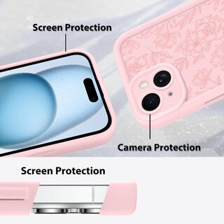 Foto 4 | Foto 4 | Funda De Teléfono Mzelq Para Iphone 15 De Silicona Con Flores Florales Rosas - Venta Internacional.