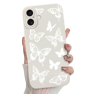 Foto 1 | Foto 1 | Funda De Teléfono Mzelq Para Iphone 16 Plus De Silicona Con Forma De Mariposa Blanca - Venta Internacional.