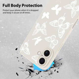 Foto 2 | Foto 2 | Funda De Teléfono Mzelq Para Iphone 16 Plus De Silicona Con Forma De Mariposa Blanca - Venta Internacional.