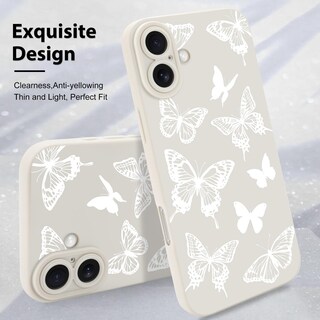 Foto 3 | Foto 3 | Funda De Teléfono Mzelq Para Iphone 16 Plus De Silicona Con Forma De Mariposa Blanca - Venta Internacional.
