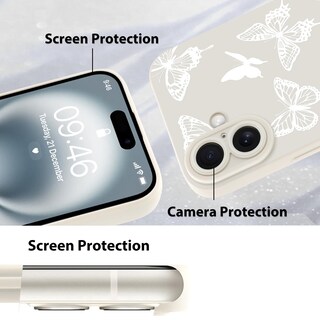 Foto 4 | Foto 4 | Funda De Teléfono Mzelq Para Iphone 16 Plus De Silicona Con Forma De Mariposa Blanca - Venta Internacional.