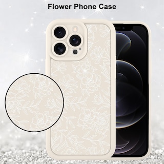 Foto 5 | Foto 5 | Funda De Teléfono Mzelq Para Iphone 12 Pro De Silicona Con Estampado Floral Blanco - Venta Internacional.