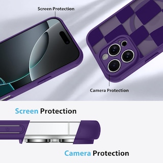 Foto 5 | Foto 5 | Funda De Teléfono Kanghar Para Iphone 16 Pro Max A Cuadros Morados - Venta Internacional.