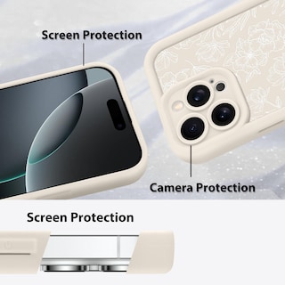 Foto 4 | Foto 4 | Funda De Teléfono Mzelq Para Iphone 16 Pro Max De Silicona Con Estampado Floral Blanco - Venta Internacional.
